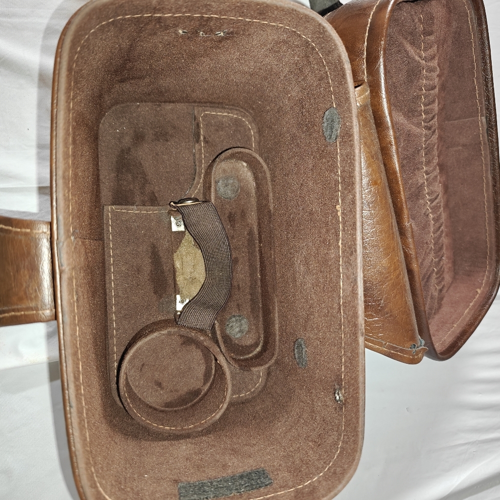 Vintage Brown Faux Leather Case with Buckle Strap Camera  Storage Case - Picture 5 of 15